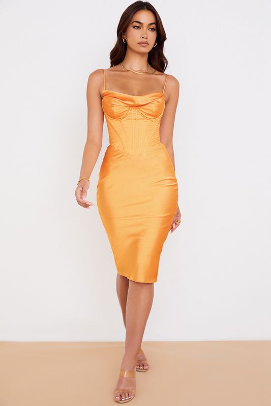 Vestido A Media Pierna House Of Cb Satin Naranjas | OZY-379680