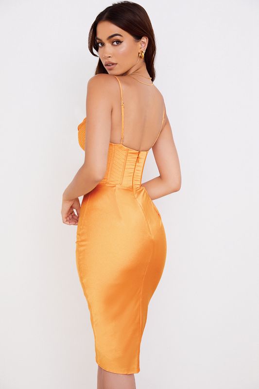 Vestido A Media Pierna House Of Cb Satin Naranjas | OZY-379680