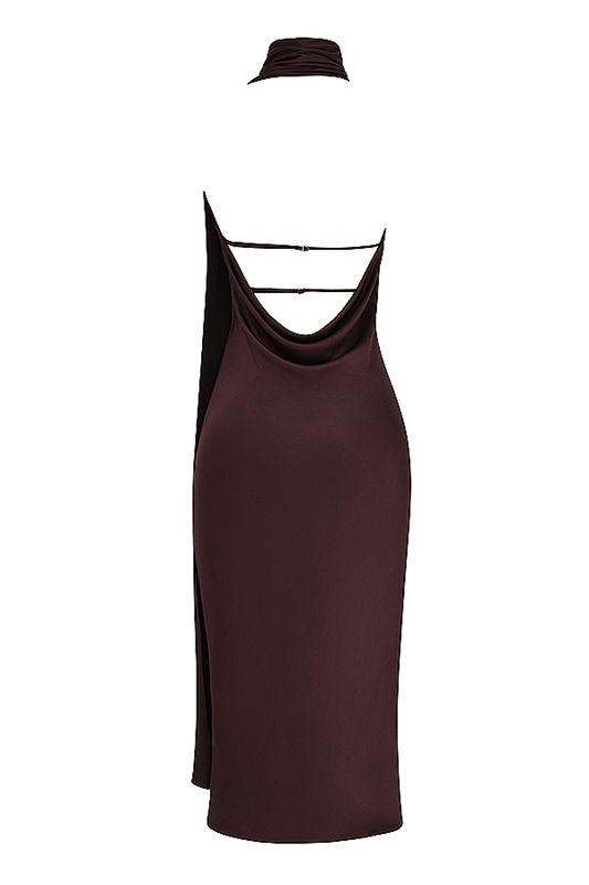 Vestido A Media Pierna House Of Cb Wrap Neck Chocolate | LCP-643127