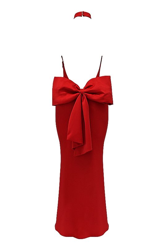 Vestido House Of Cb Bow Halter Rojas | NXC-857210