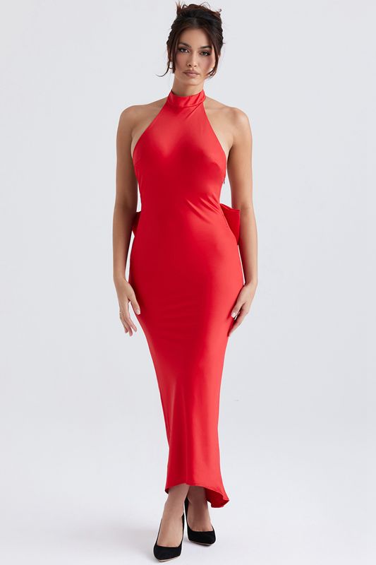 Vestido House Of Cb Bow Halter Rojas | NXC-857210