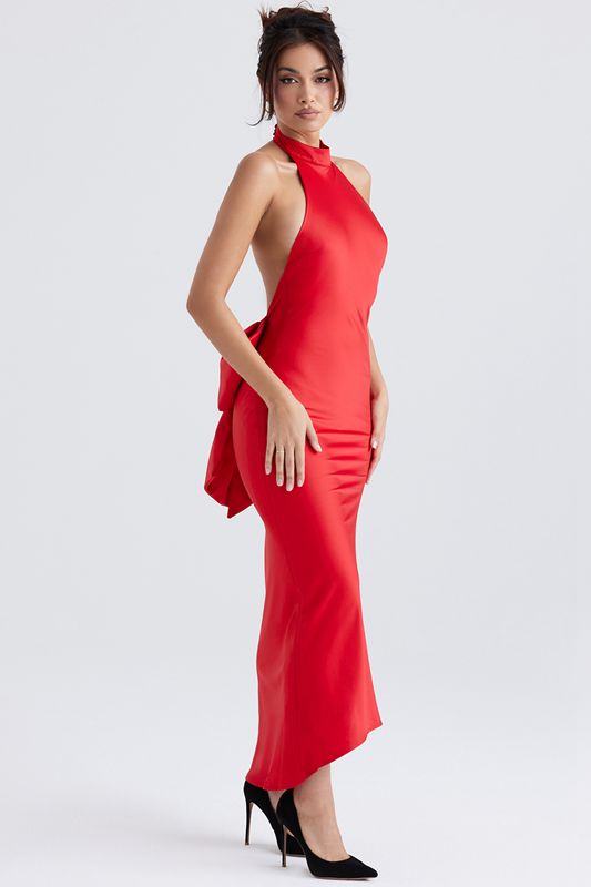 Vestido House Of Cb Bow Halter Rojas | NXC-857210