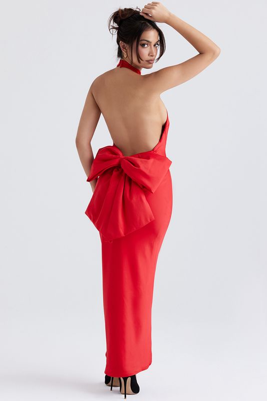 Vestido House Of Cb Bow Halter Rojas | NXC-857210