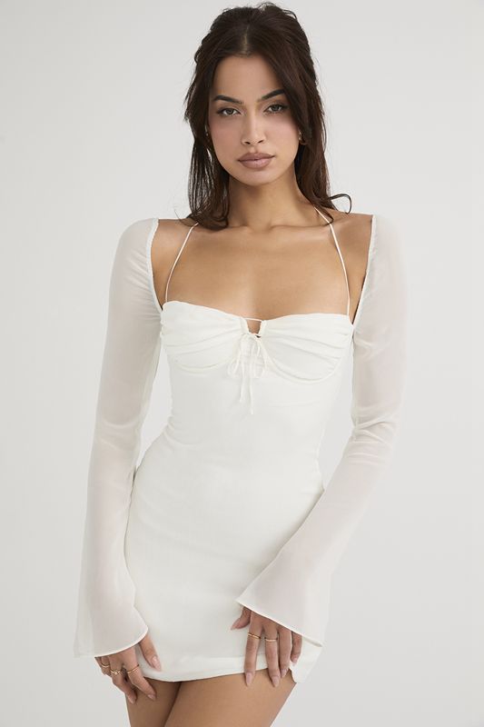 Vestido House Of Cb Chiffon Halter Mini Blancas | UXR-357901