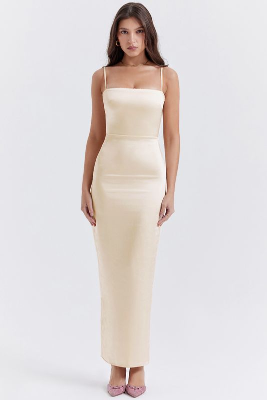 Vestido House Of Cb Cream Maxi Beige | ATP-684721