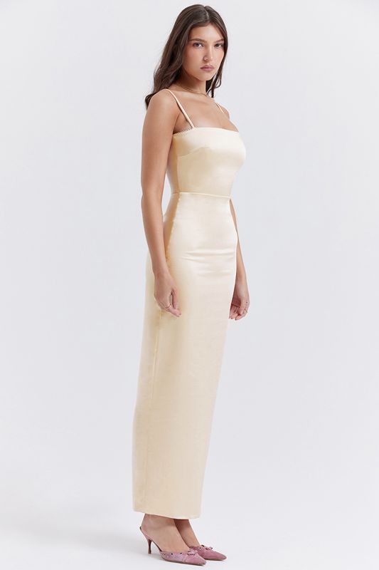 Vestido House Of Cb Cream Maxi Beige | ATP-684721