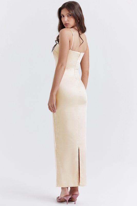 Vestido House Of Cb Cream Maxi Beige | ATP-684721