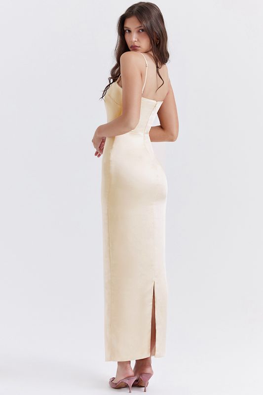 Vestido House Of Cb Cream Maxi Beige | ATP-684721