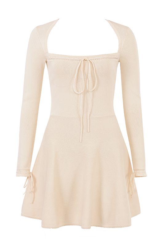 Vestido House Of Cb Dainty Knit Mini Creme | WAF-573869