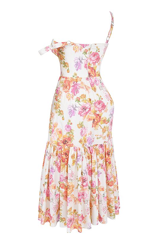 Vestido House Of Cb Floral Midi Blancas | QGI-796058