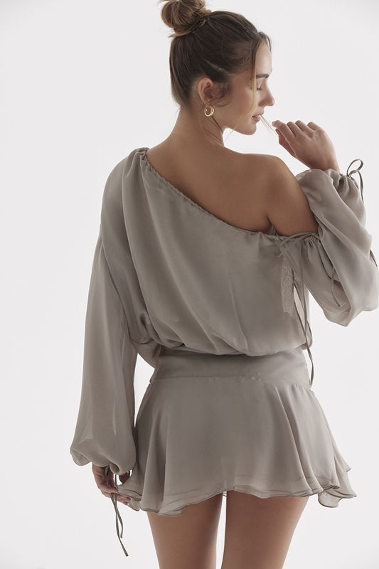 Vestido House Of Cb Green Off Shoulder Gris | MWQ-503642