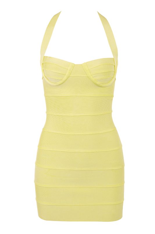 Vestido House Of Cb Halter Mini Amarillo | DPF-361089