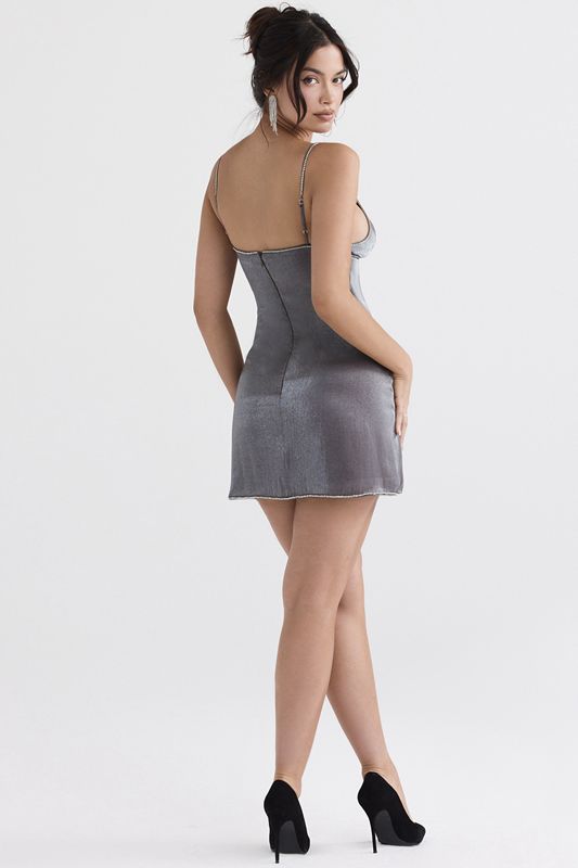 Vestido House Of Cb Iridescent Mini Gris Oscuro | QLD-815032