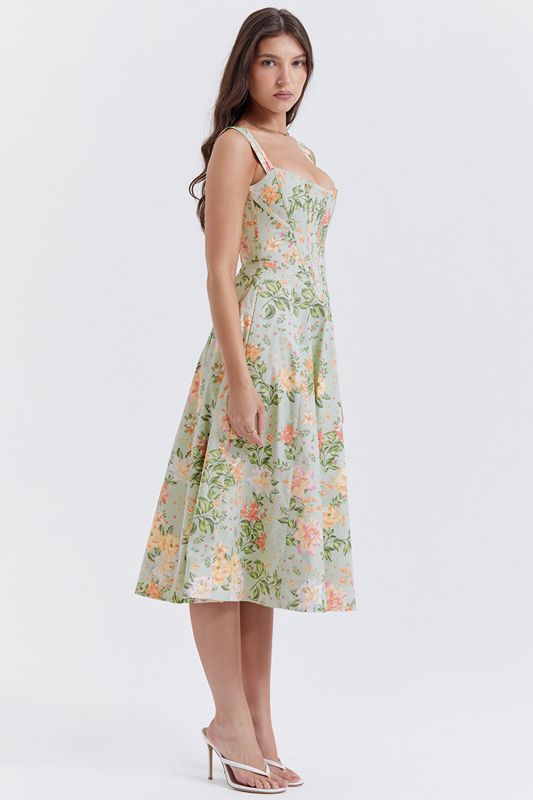 Vestido House Of Cb Jade Print Midi Verde | RHZ-862794