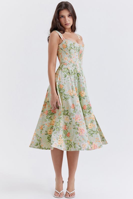 Vestido House Of Cb Jade Print Midi Verde | RHZ-862794