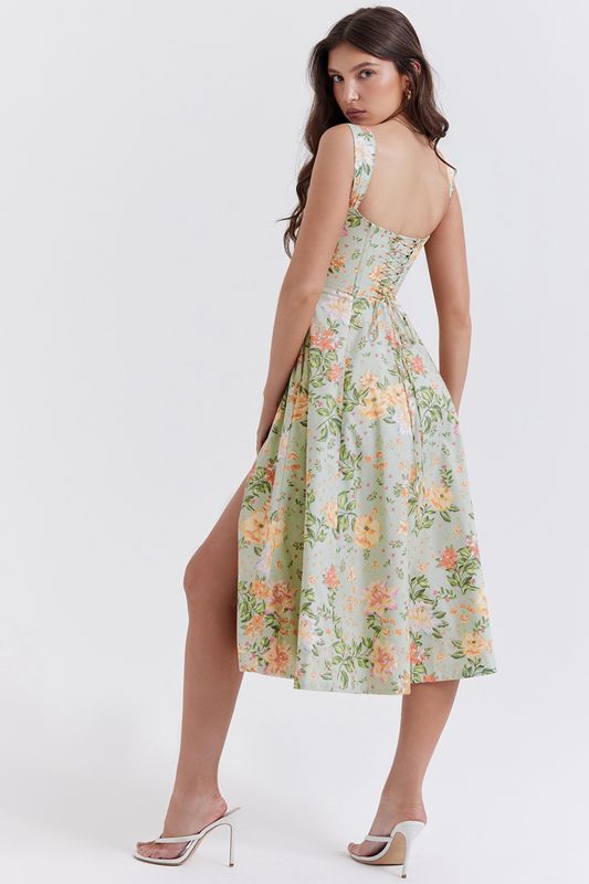 Vestido House Of Cb Jade Print Midi Verde | RHZ-862794