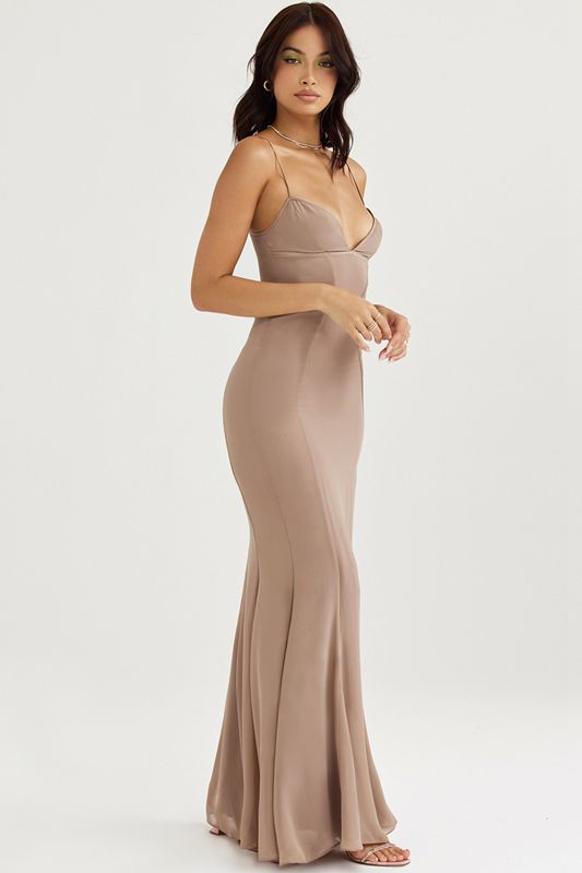 Vestido House Of Cb Maxi Beige | NEC-874365