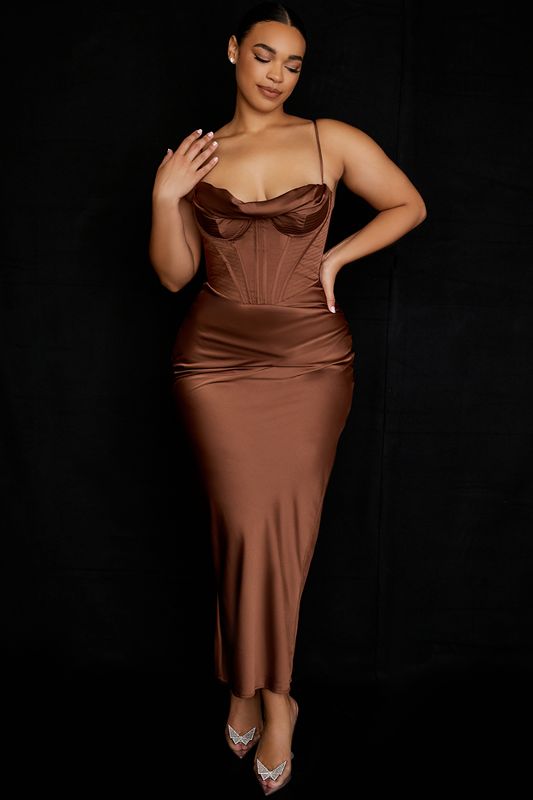 Vestido House Of Cb Maxi Chocolate | XNM-289631