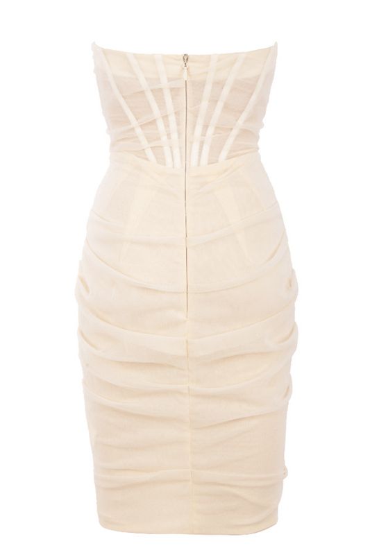 Vestido House Of Cb Mesh Strapless Blancas | DAQ-136972