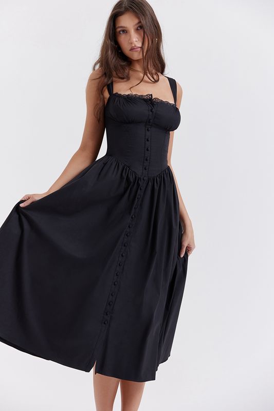 Vestido House Of Cb Midi Negras | SFD-523817