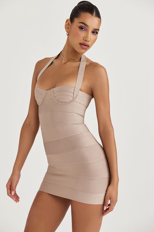 Vestido House Of Cb Mini Beige | BAE-796382