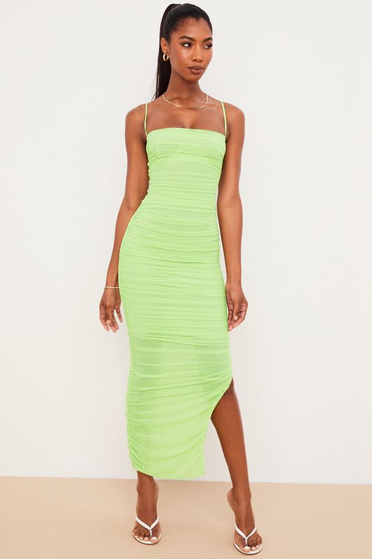 Vestido House Of Cb Organza Mesh Maxi Verde Claro | OUR-498532