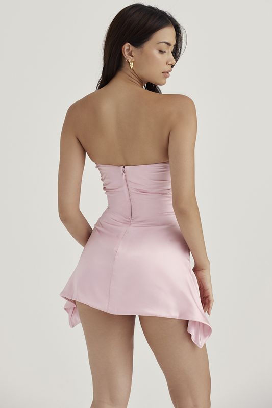 Vestido House Of Cb Pink Draped Strapless Rosas | EAU-807319