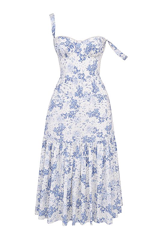 Vestido House Of Cb Print Midi Azules | ACS-564019