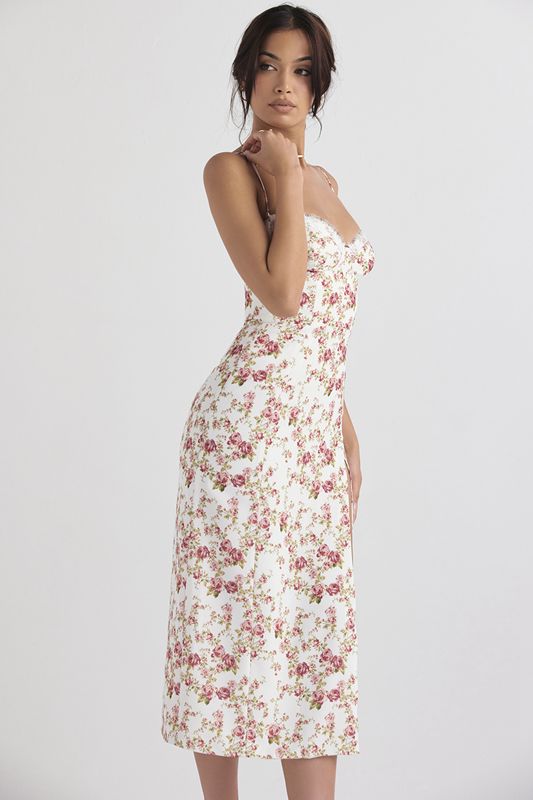 Vestido House Of Cb Print Midi Rosas | PEV-385621