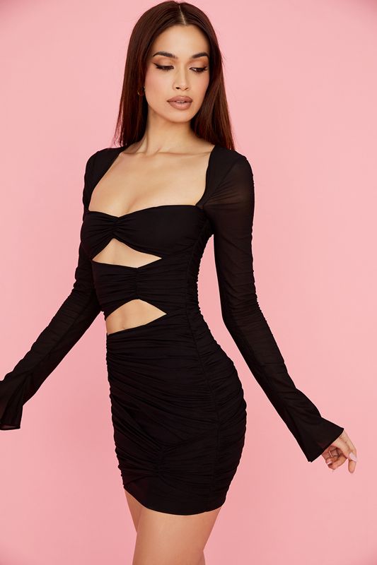 Vestido House Of Cb Real Silk Cutout Mini Negras | LTY-627354