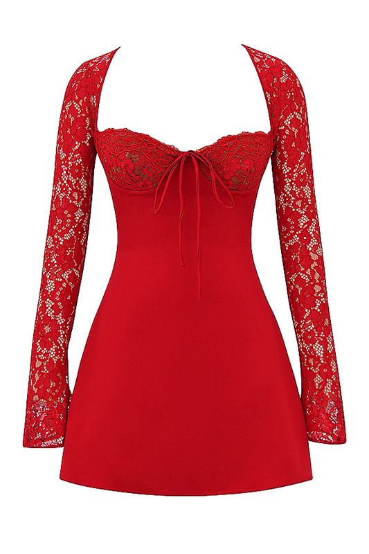 Vestido House Of Cb Rose Satin And Encaje Mini Rojas | DJV-867309