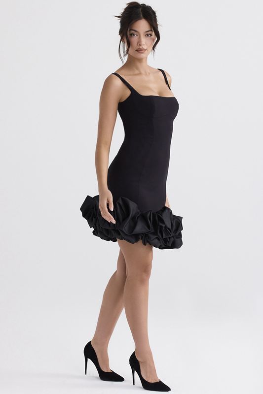 Vestido House Of Cb Ruffle Hem Negras | XPR-805392