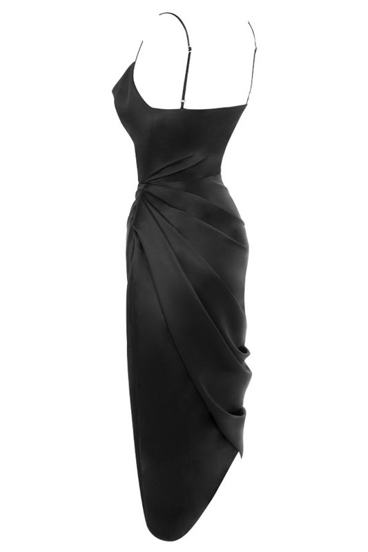 Vestido House Of Cb Satin Balcony Negras | FSA-057964