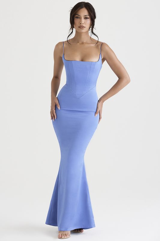 Vestido House Of Cb Satin Maxi Azules | BJR-205389