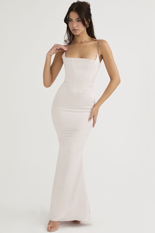 Vestido House Of Cb Satin Maxi Blancas | WNF-301798