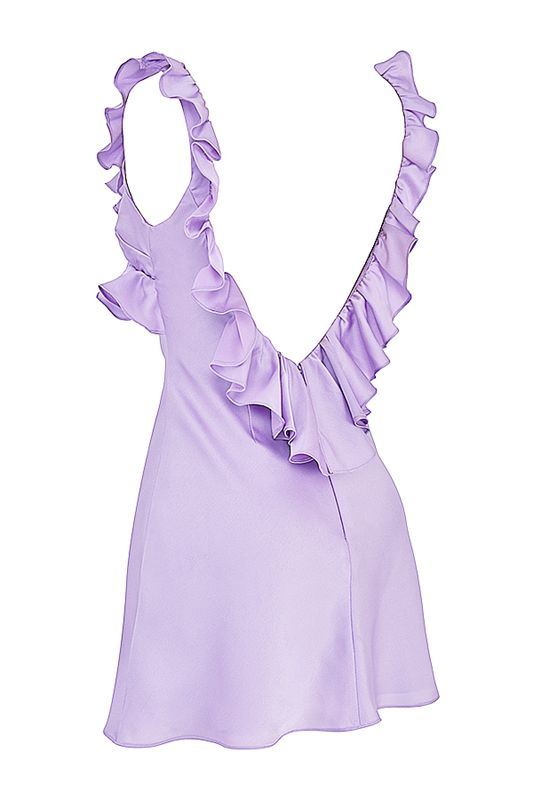 Vestido House Of Cb Satin Ruffle Mini Moradas | AXF-129437