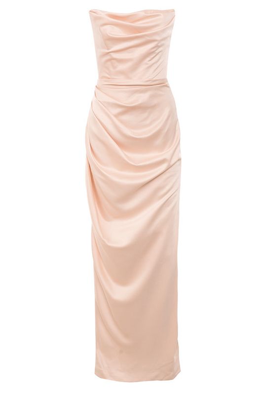 Vestido House Of Cb Satin Strapless Gown Rosas | OXP-486390