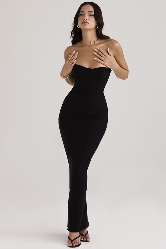 Vestido House Of Cb Strapless Maxi Negras | WVF-069218