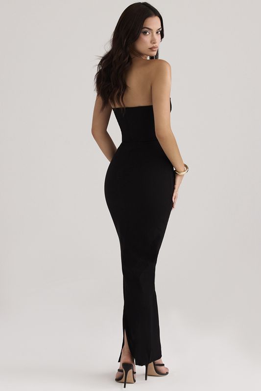 Vestido House Of Cb Strapless Maxi Negras | WVF-069218