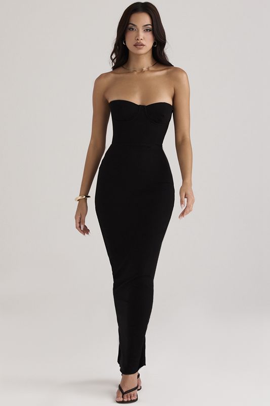 Vestido House Of Cb Strapless Maxi Negras | WVF-069218