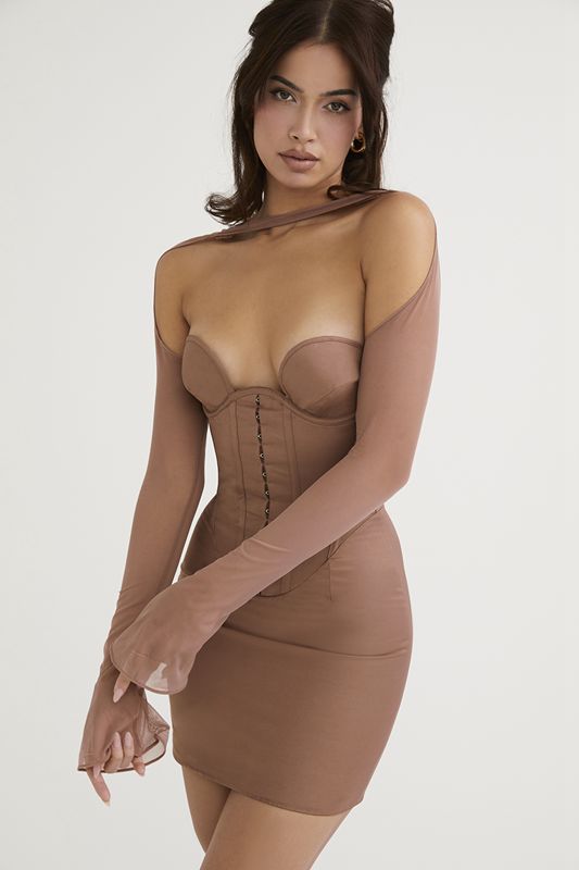 Vestido House Of Cb Structured Mini Beige | KQA-213506