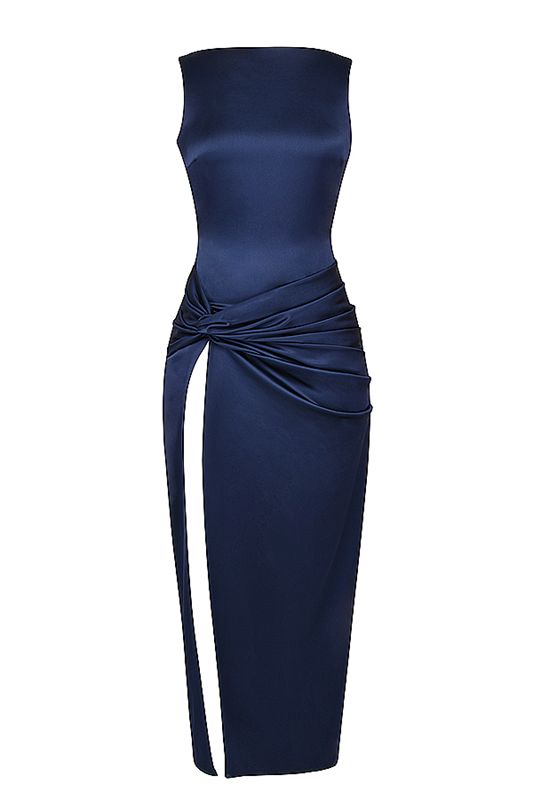 Vestido House Of Cb Thigh Slit Maxi Azul Marino | VJZ-896104